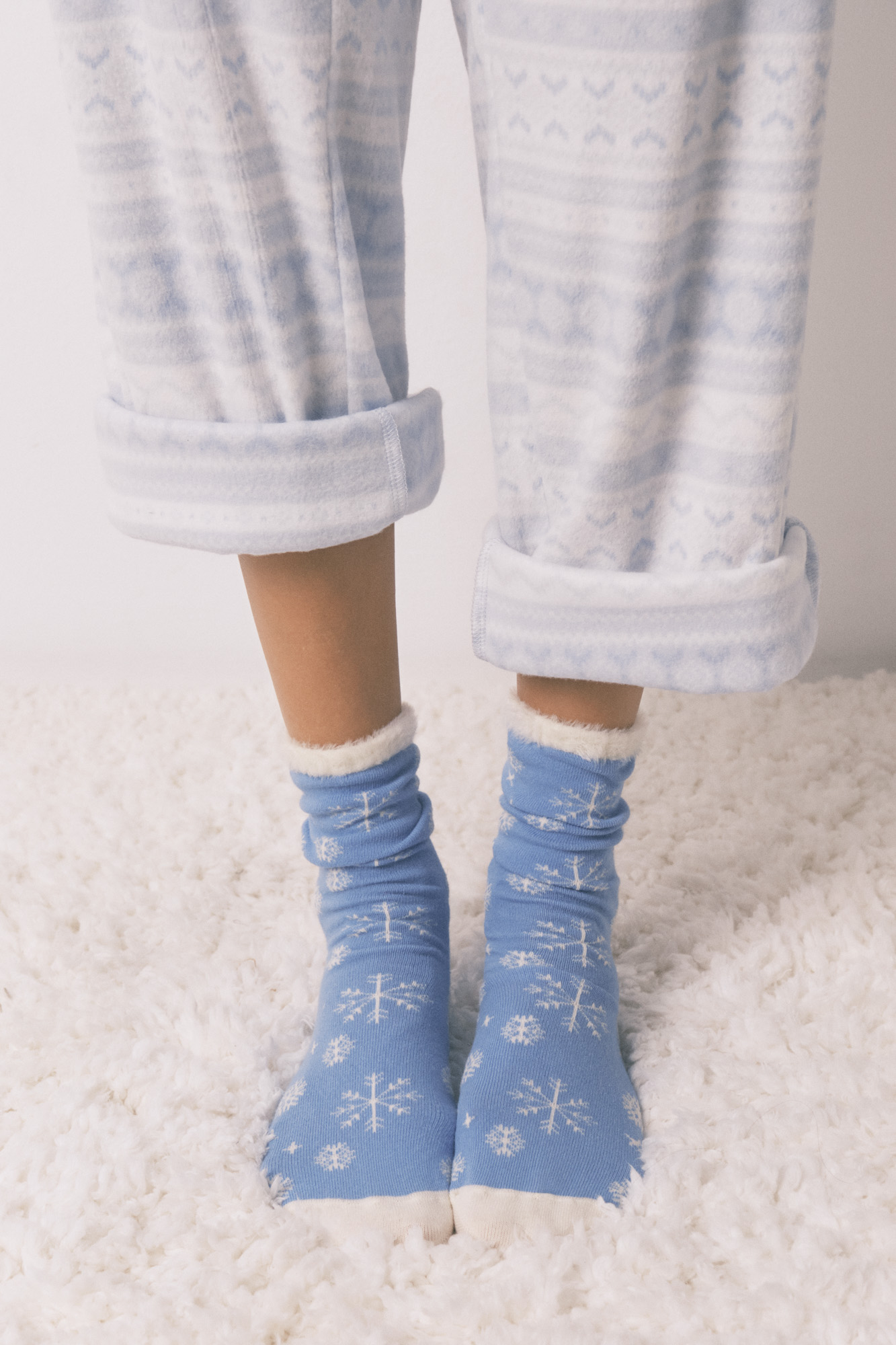 Calcetines largos print copos nieve