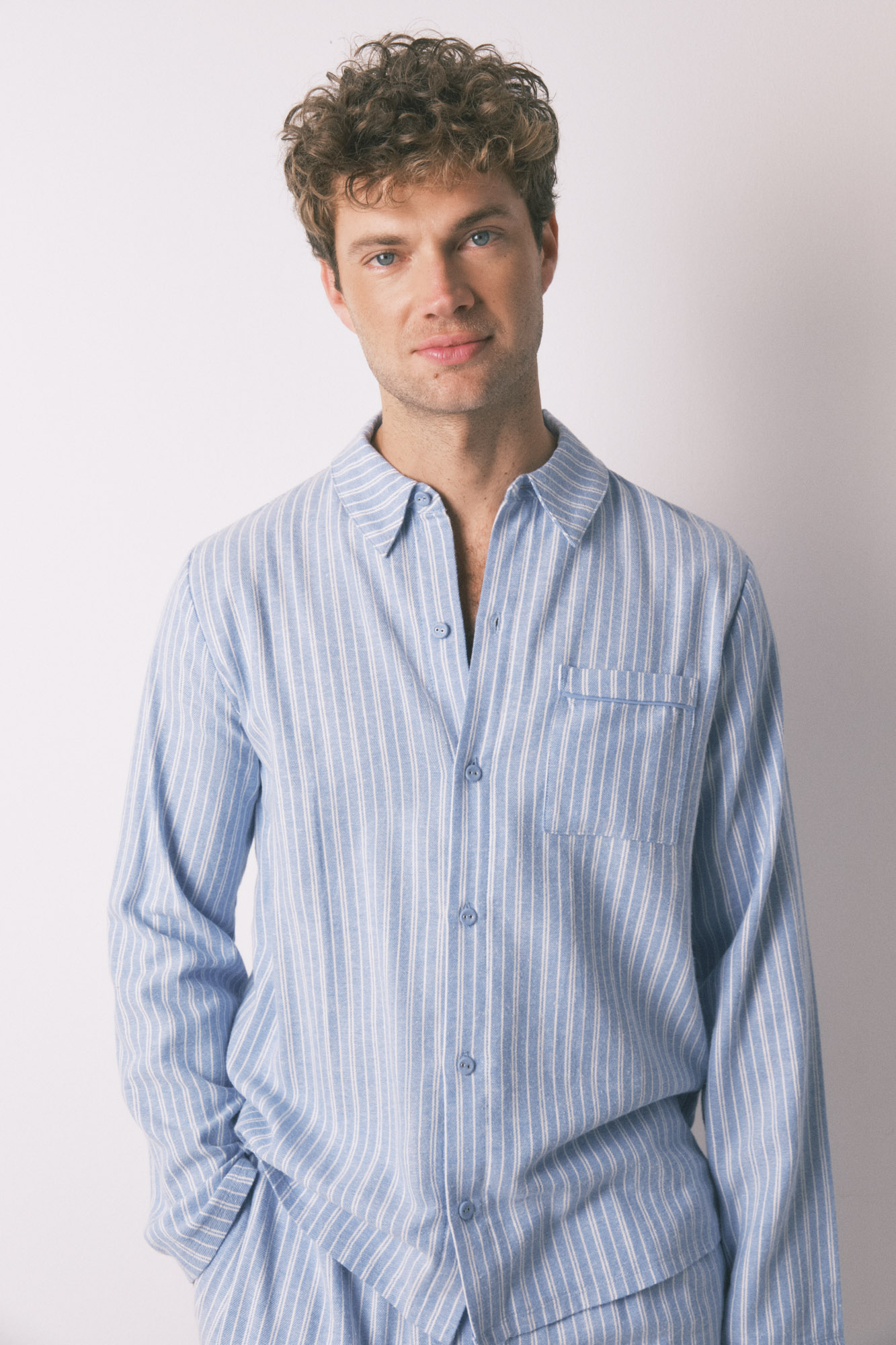 Pijama camisero masculino rayas 100% algodón