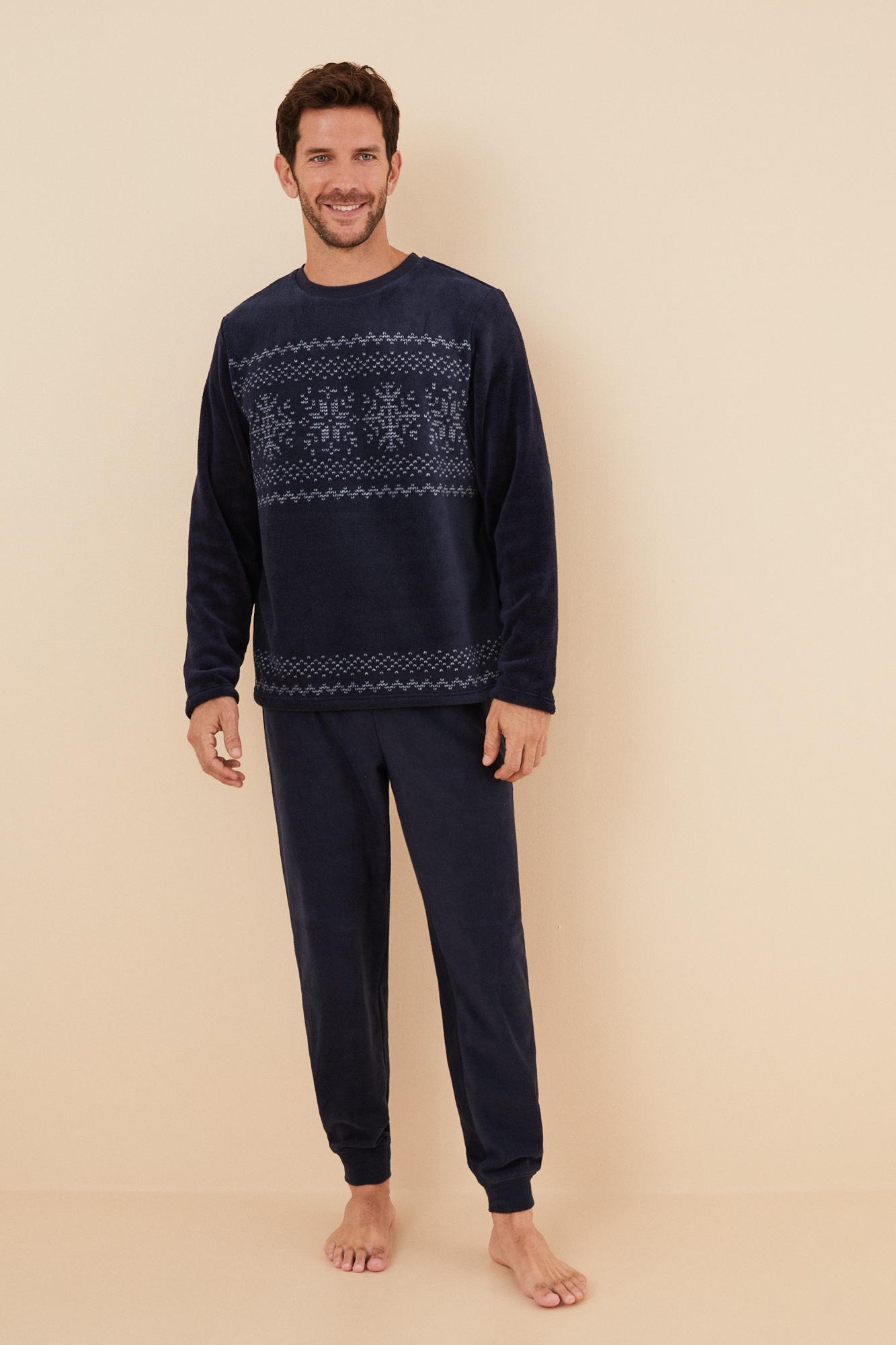 Pijama largo hombre polar cenefa invierno | Ropa de dormir de hombre | WomenSecret