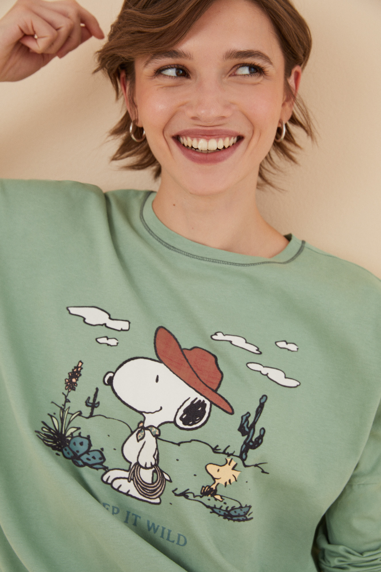 Pijama 100% algodón Snoopy verde | Ropa de dormir de mujer y homewear | WomenSecret