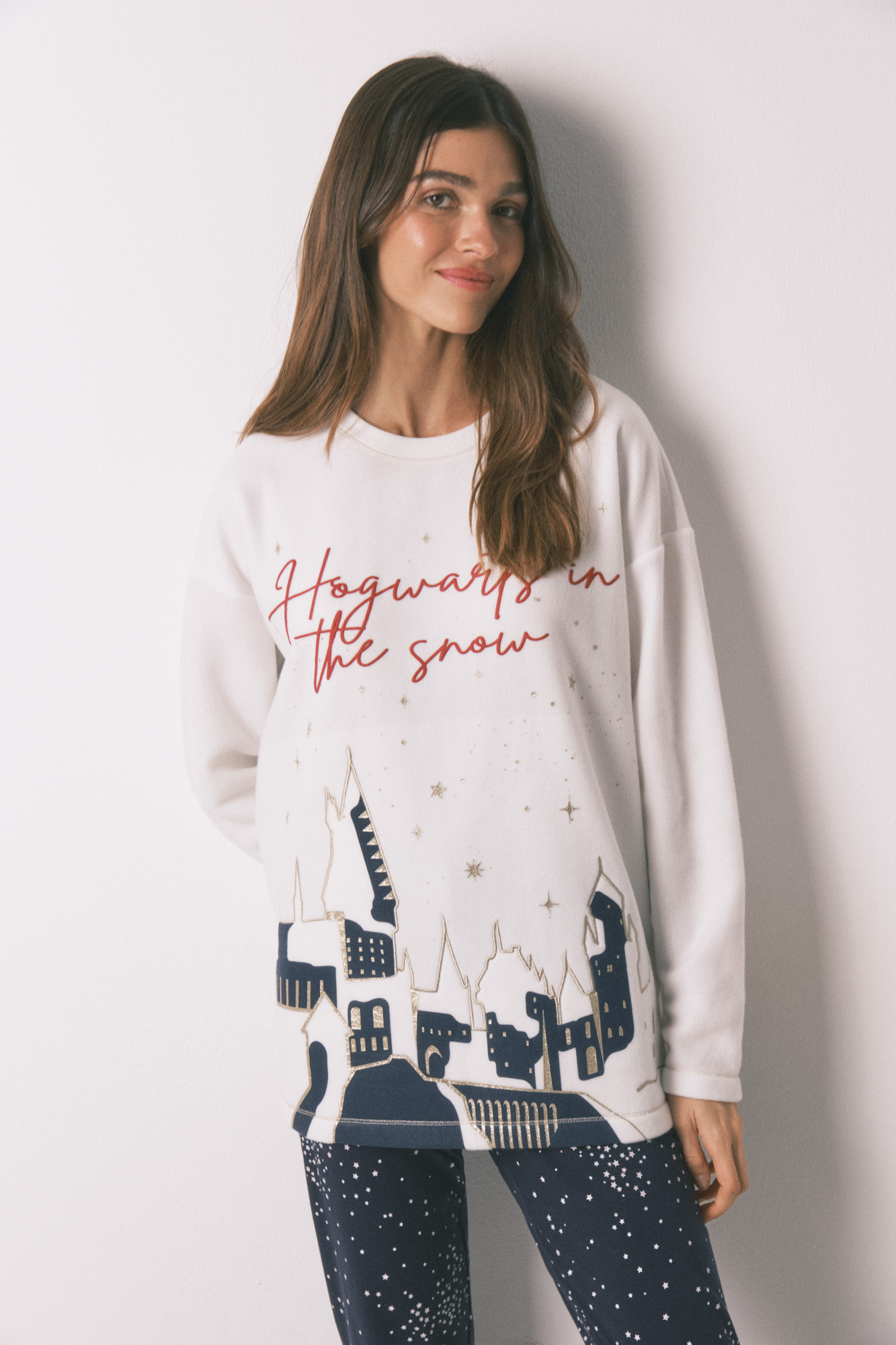 Pijama largo polar estampado 