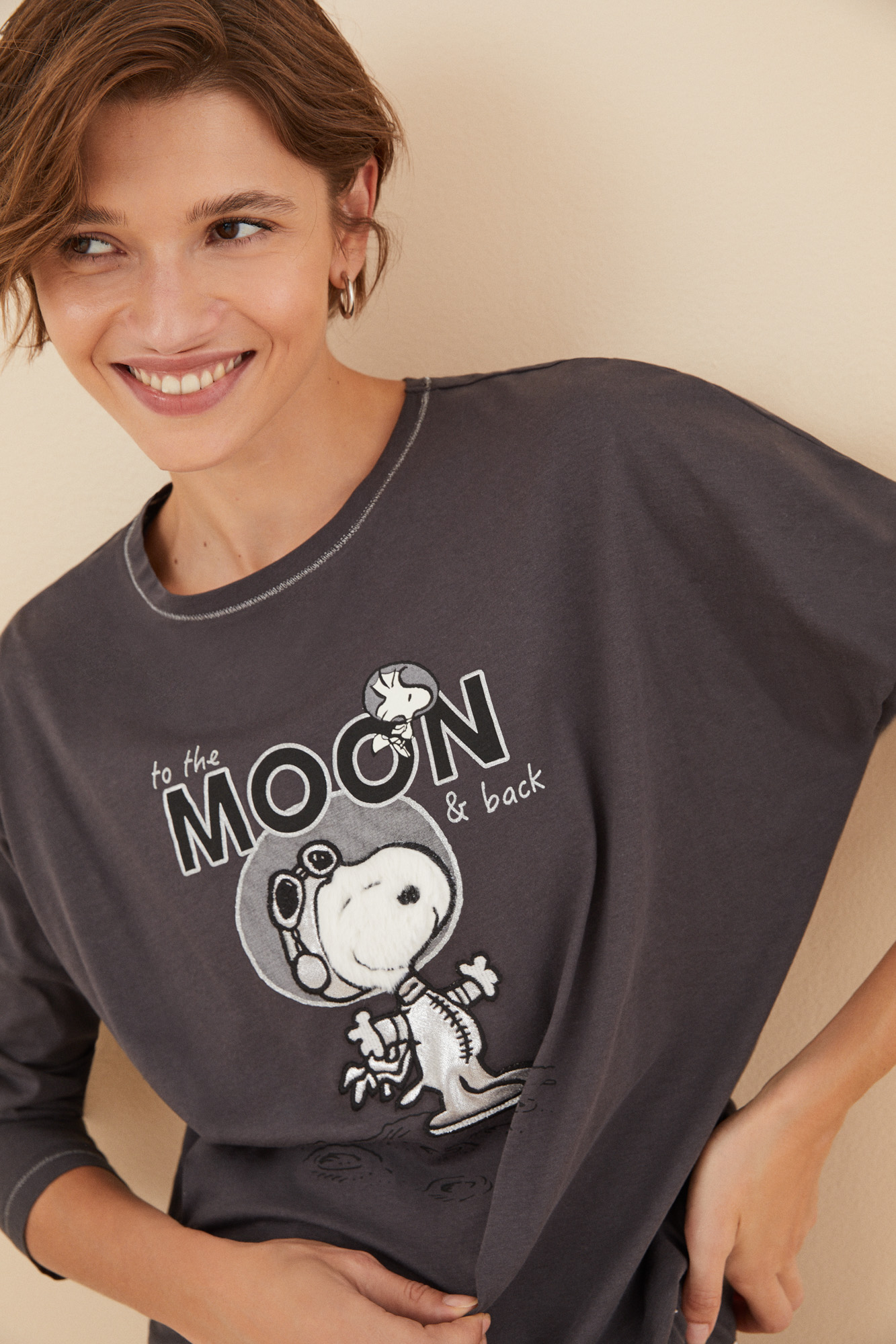 Pijama largo 100% algodón Snoopy Moon | Ropa de dormir de mujer y homewear | WomenSecret