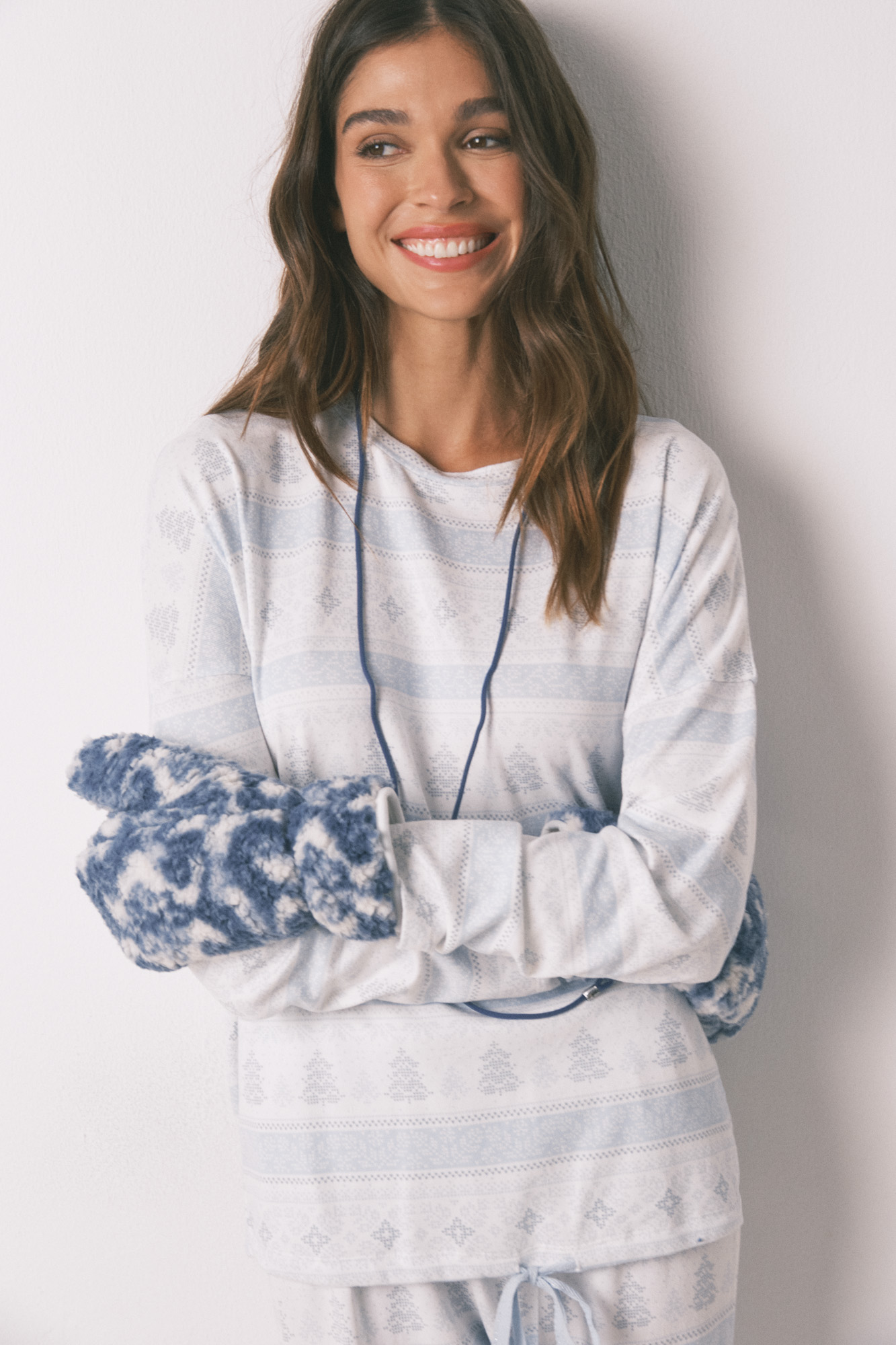 Manoplas borreguito print azul