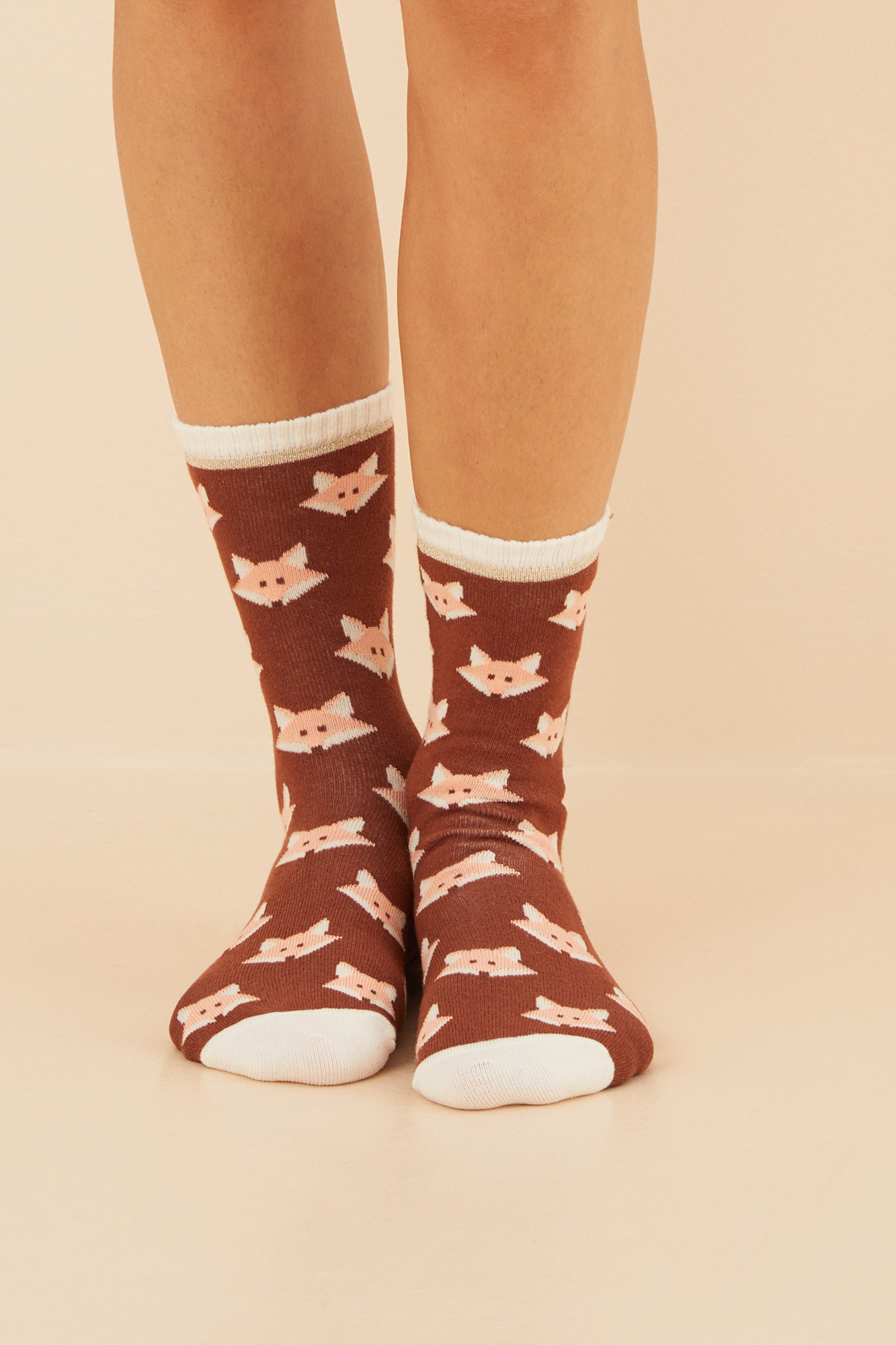 Pack 3 calcetines medios algodón marrón | Calcetines de mujer | WomenSecret