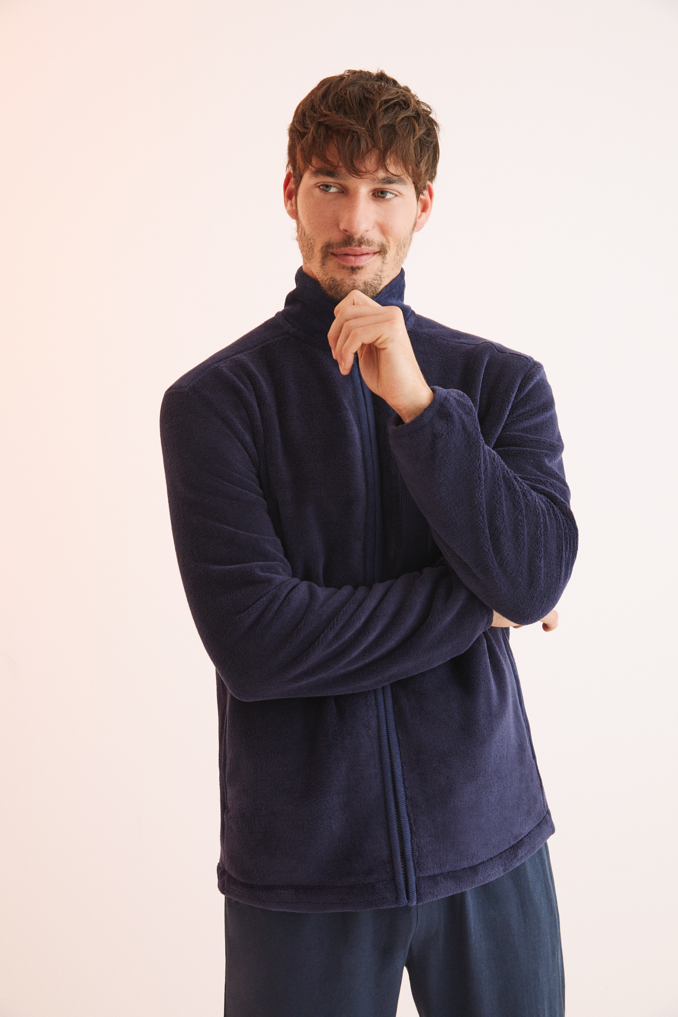 Chaqueta hombre polar azul marino