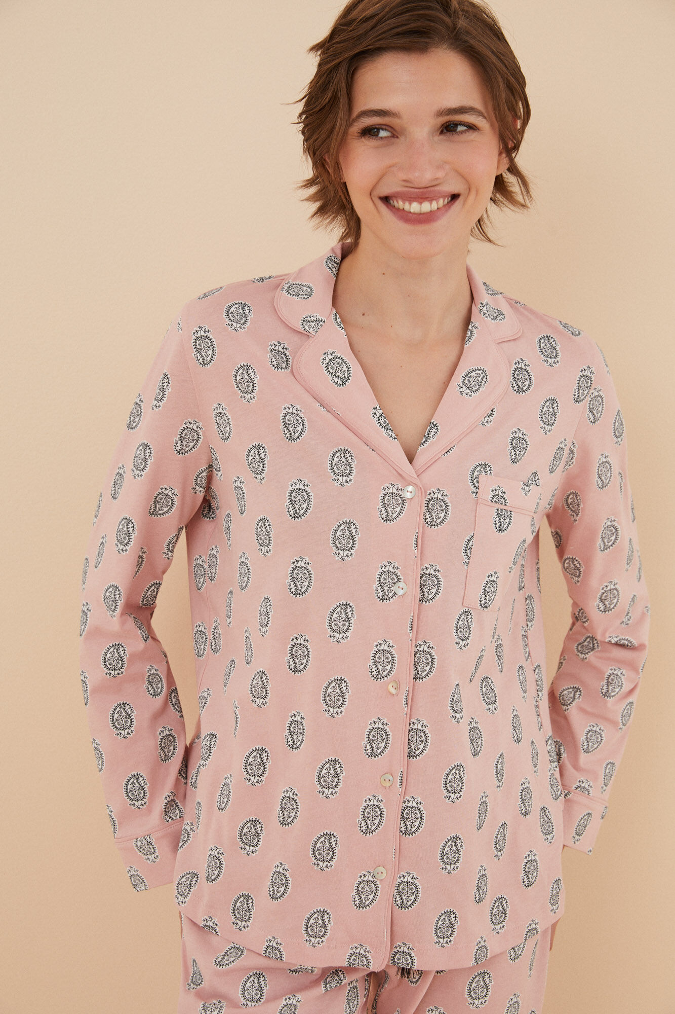 Pijama camisero 100% algodón boho rosa | Ropa de dormir de mujer y homewear | WomenSecret