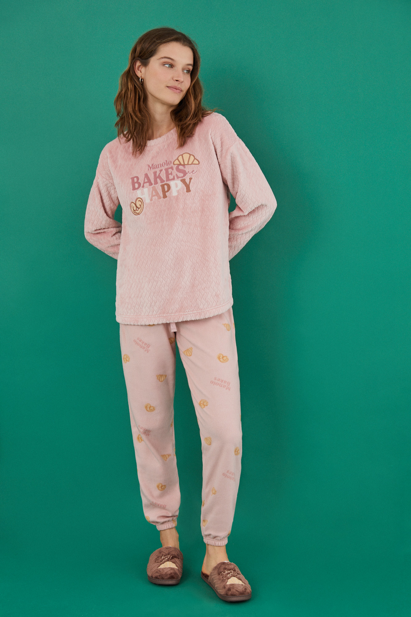 Pijama polar rosa Manolo Bakes | Ropa de dormir de mujer y homewear | WomenSecret
