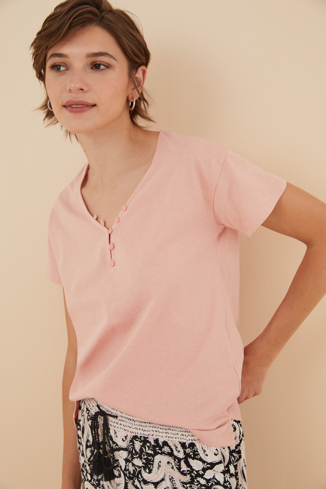 Womens Tshirt For Light Activity Cotton Rich 100- Light pink