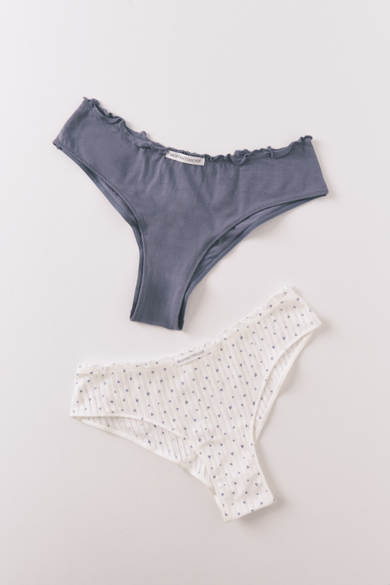 Pack 2 bragas anchas algodón azul y estampado blanco