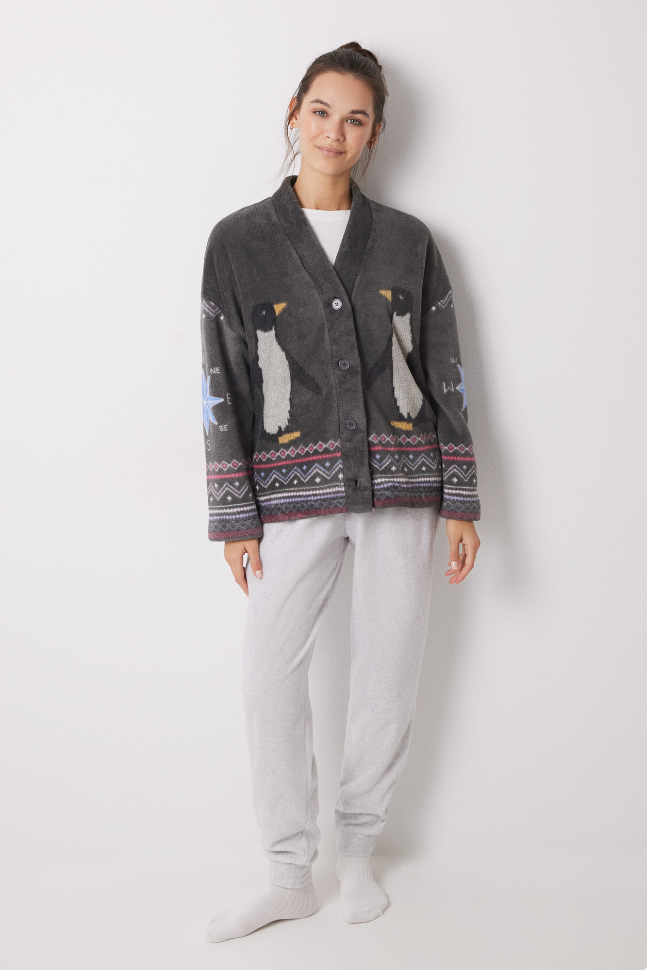 Pijama largo terciopelo pingüinos