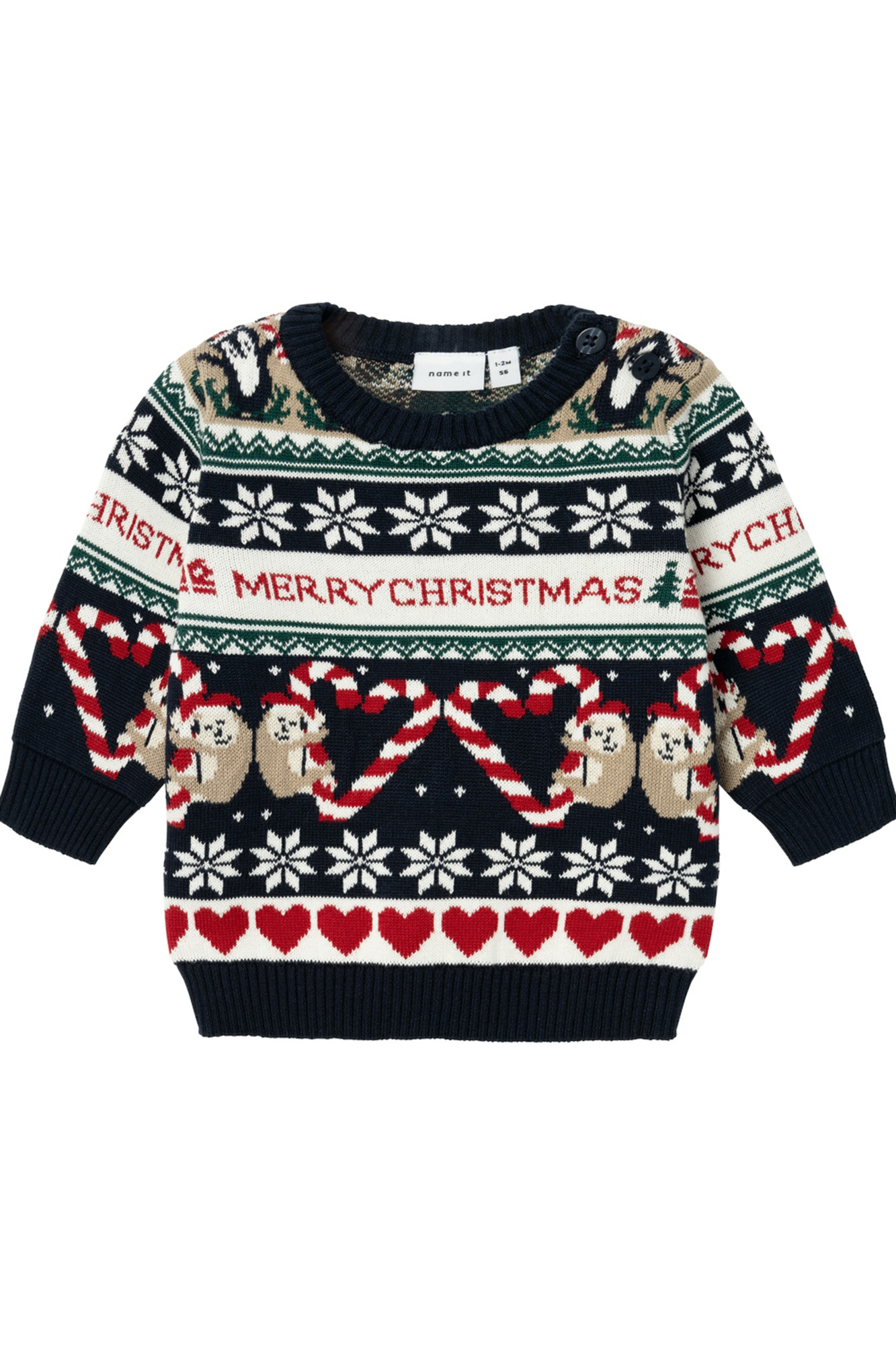 Weihnachtlich neutraler Strick- Babypullover WomenSecret