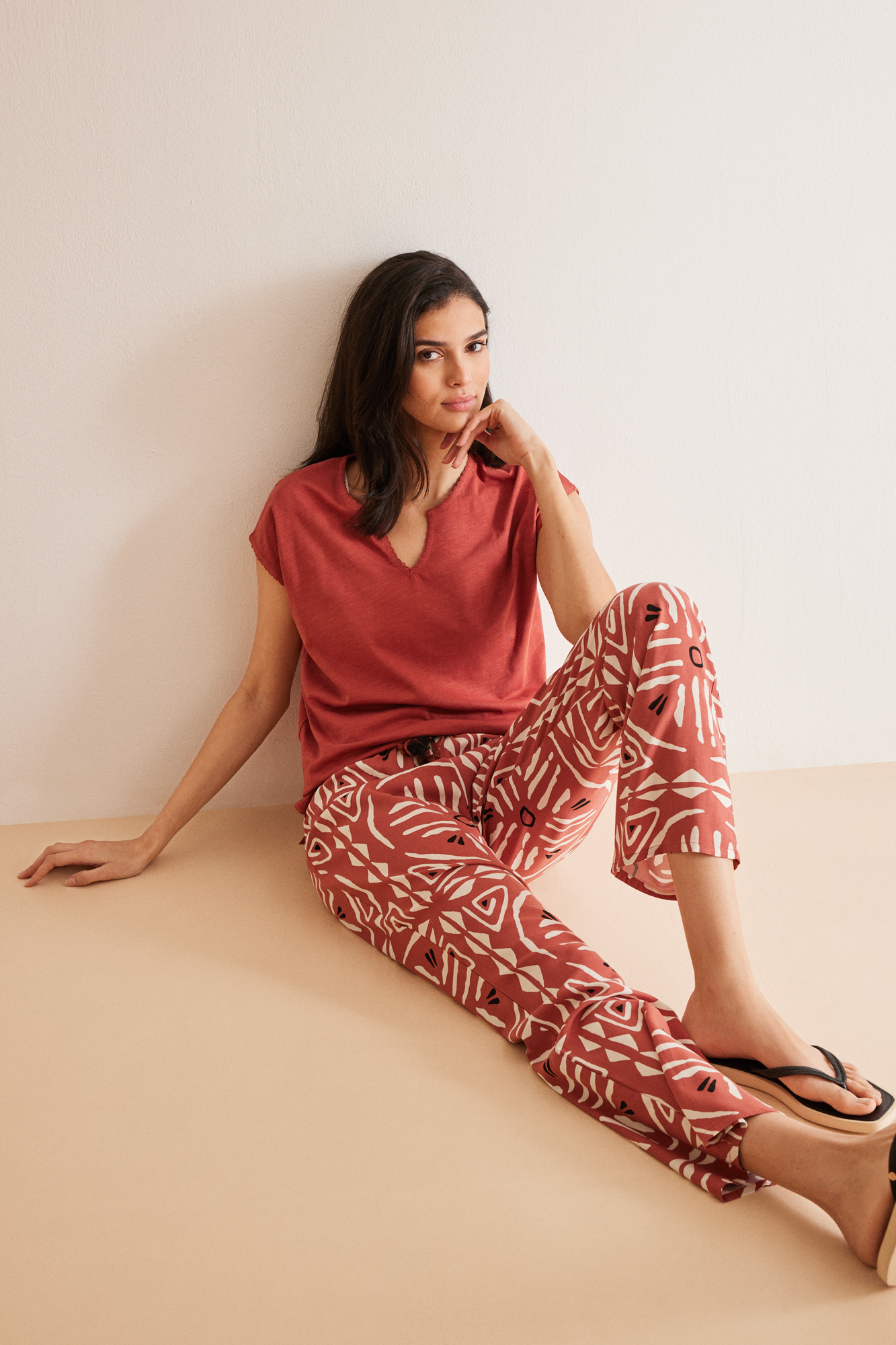 Pantalones viscosa estampado étnico | Pijamas de mujer | WomenSecret