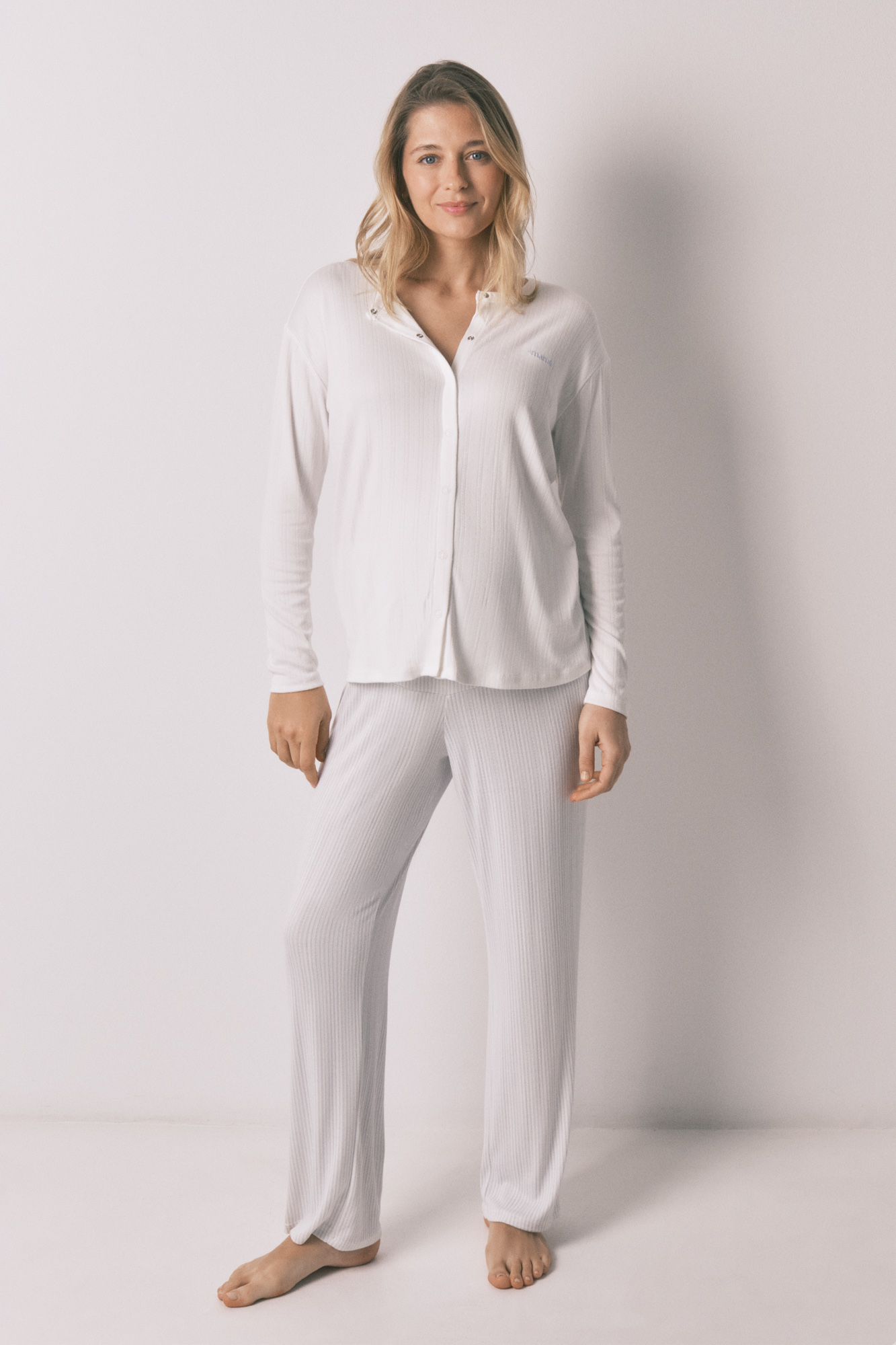 Blue jersey-knit long maternity pyjamas | Women's pyjamas