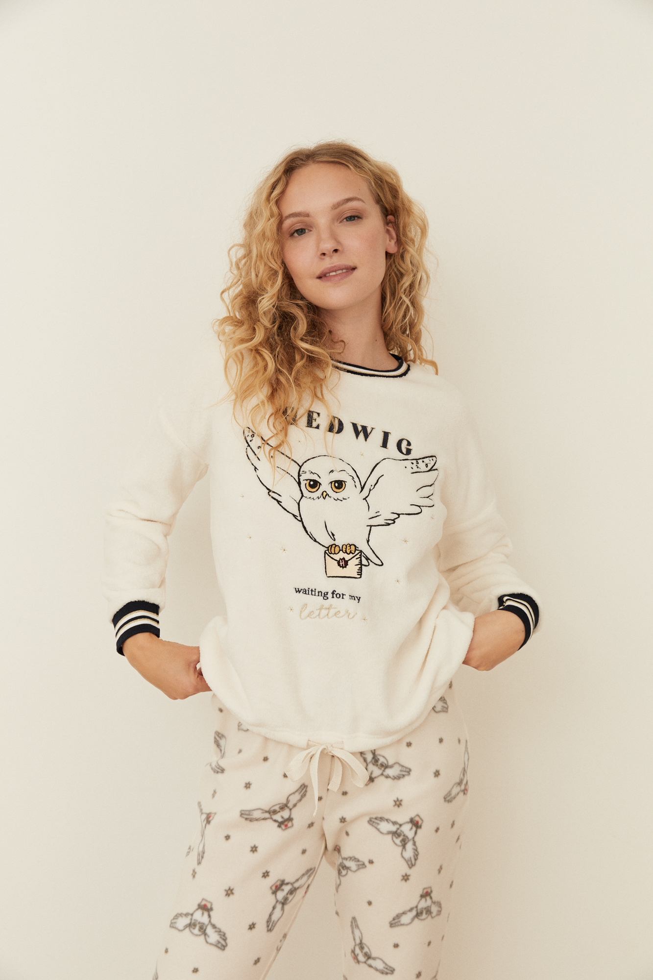 Pijama mujer largo Hedwig 100% polar marfil | Pijamas largos | Women'secret