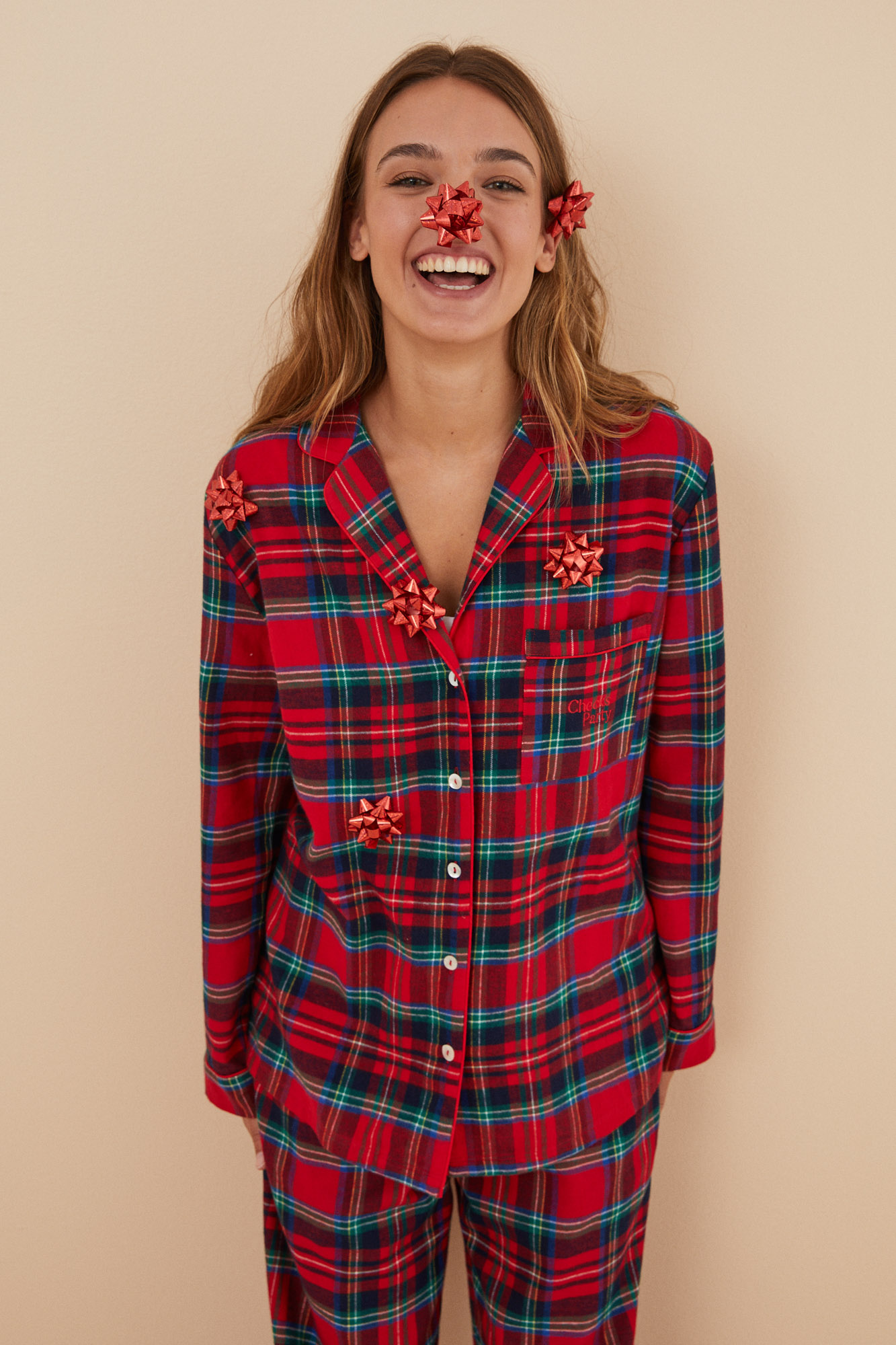 Pijama cuadros 100% algodón rojo | Ropa de dormir de mujer y homewear | WomenSecret