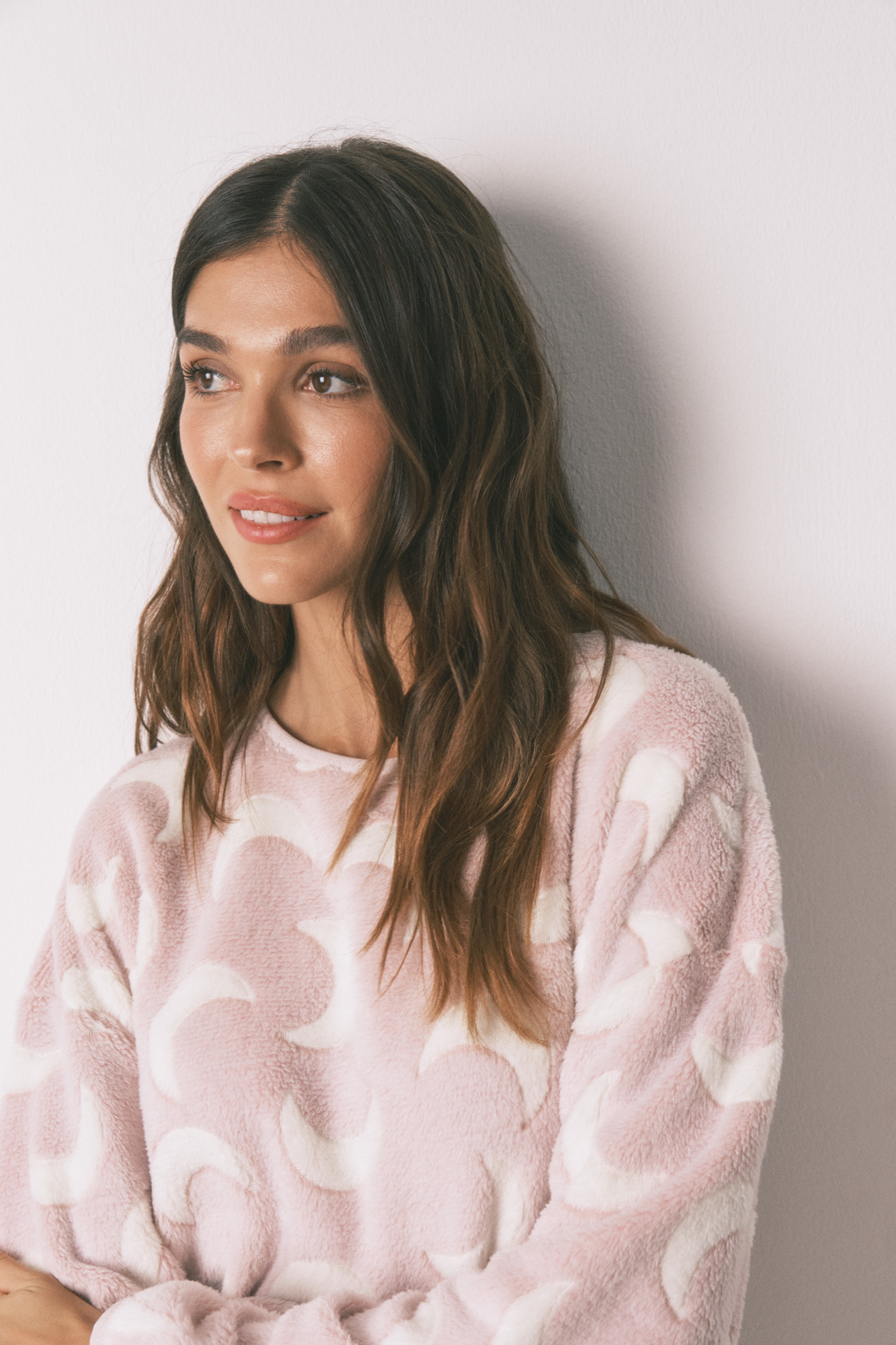 Pijama largo polar mousse lunas