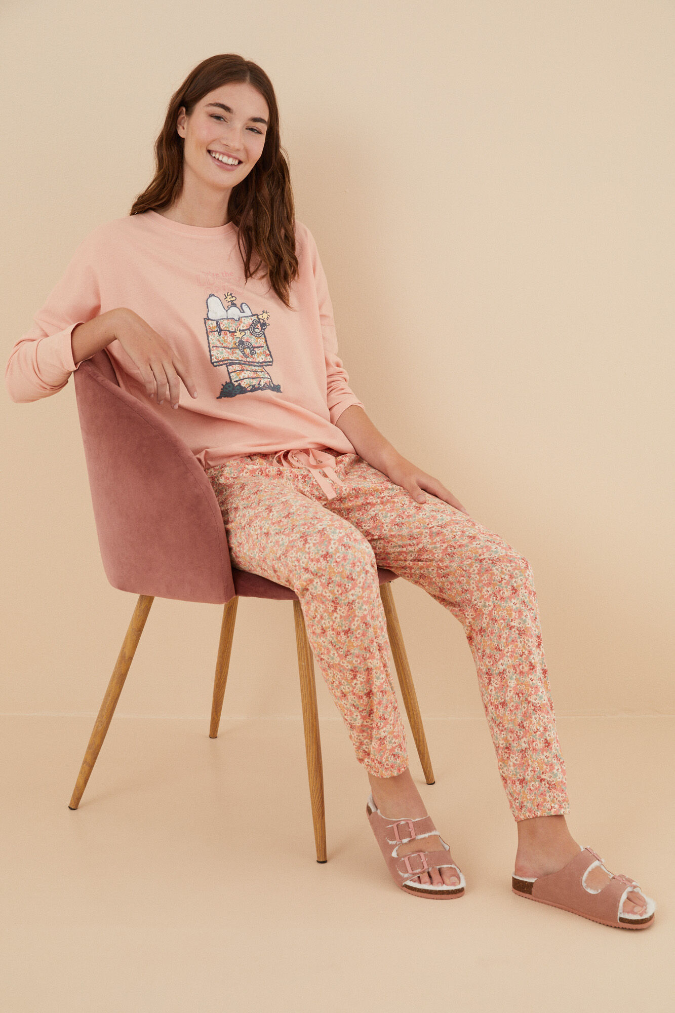 Pijama 100% algodón Snoopy naranja rosado | Ropa de dormir de mujer y homewear | WomenSecret