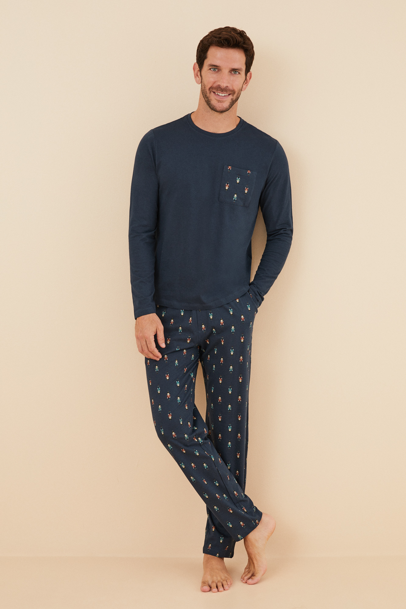 Pijama largo hombre 100% algodón Cascanueces, Ropa de dormir de hombre