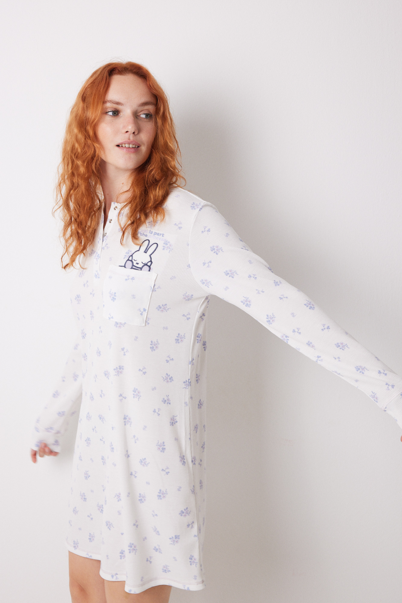 Camisón corto waffle blanco Miffy