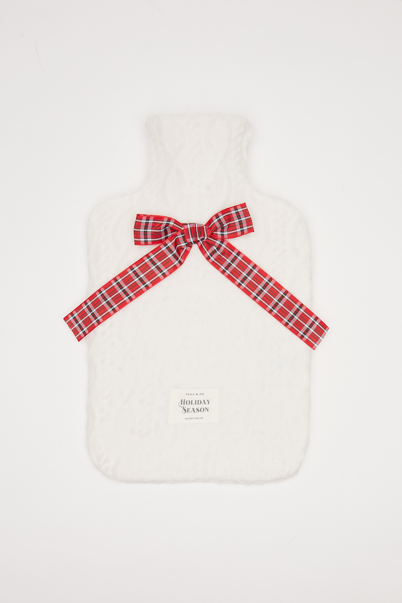 Beige furry hot water bottle