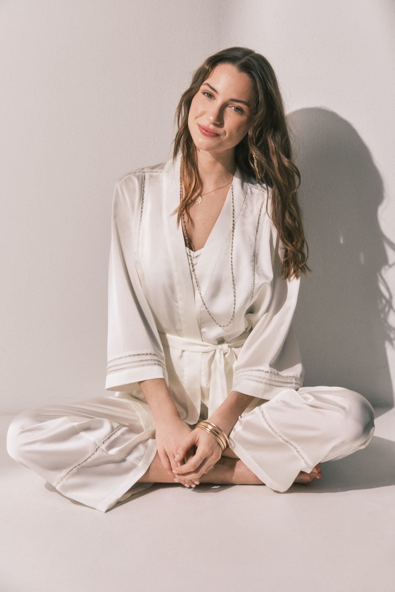 Pyjama Femme En Satin Transparent à Paillettes - Ensemble Haut Et Bas, Boutonnière Classique, Taille M
