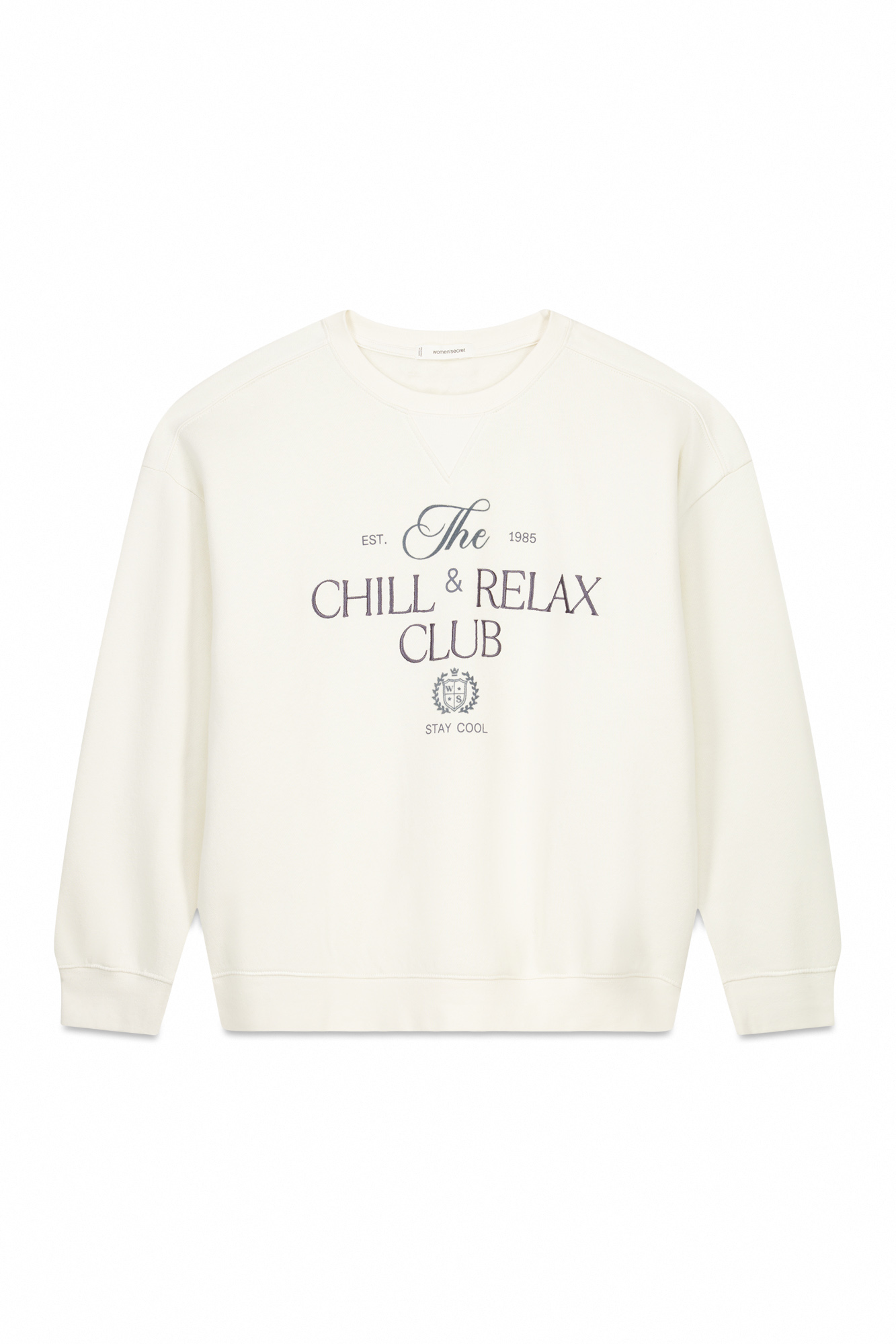White cotton plush sweatshirt - Main Image