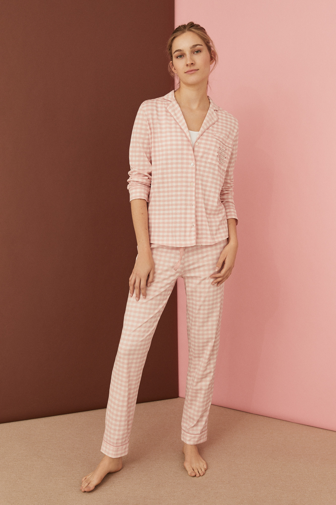 Pijama largo camisero vichy La Vecina Rubia 100% algodón | Pijamas largos | Women'secret