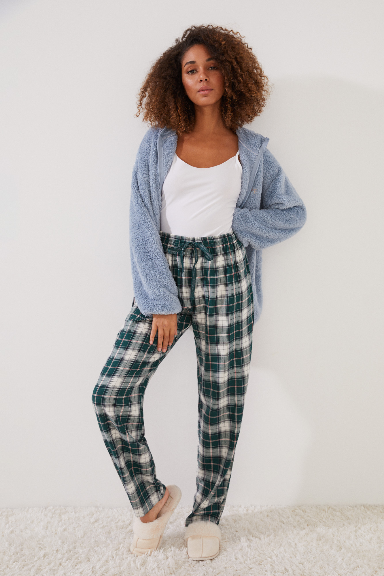 Pantalón largo algodón cuadros verde | Pijamas y Homewear | WomenSecret