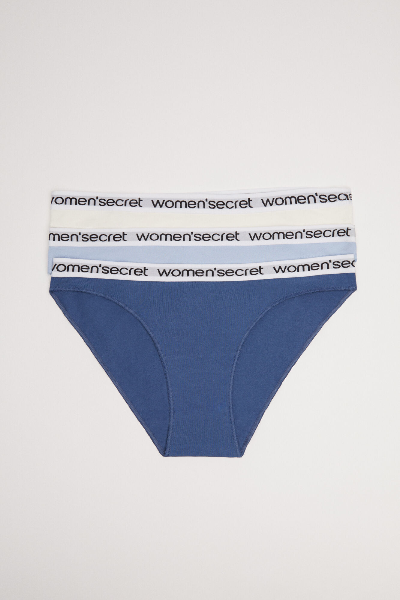 3-pack of blue cotton logo panties, Women's panties