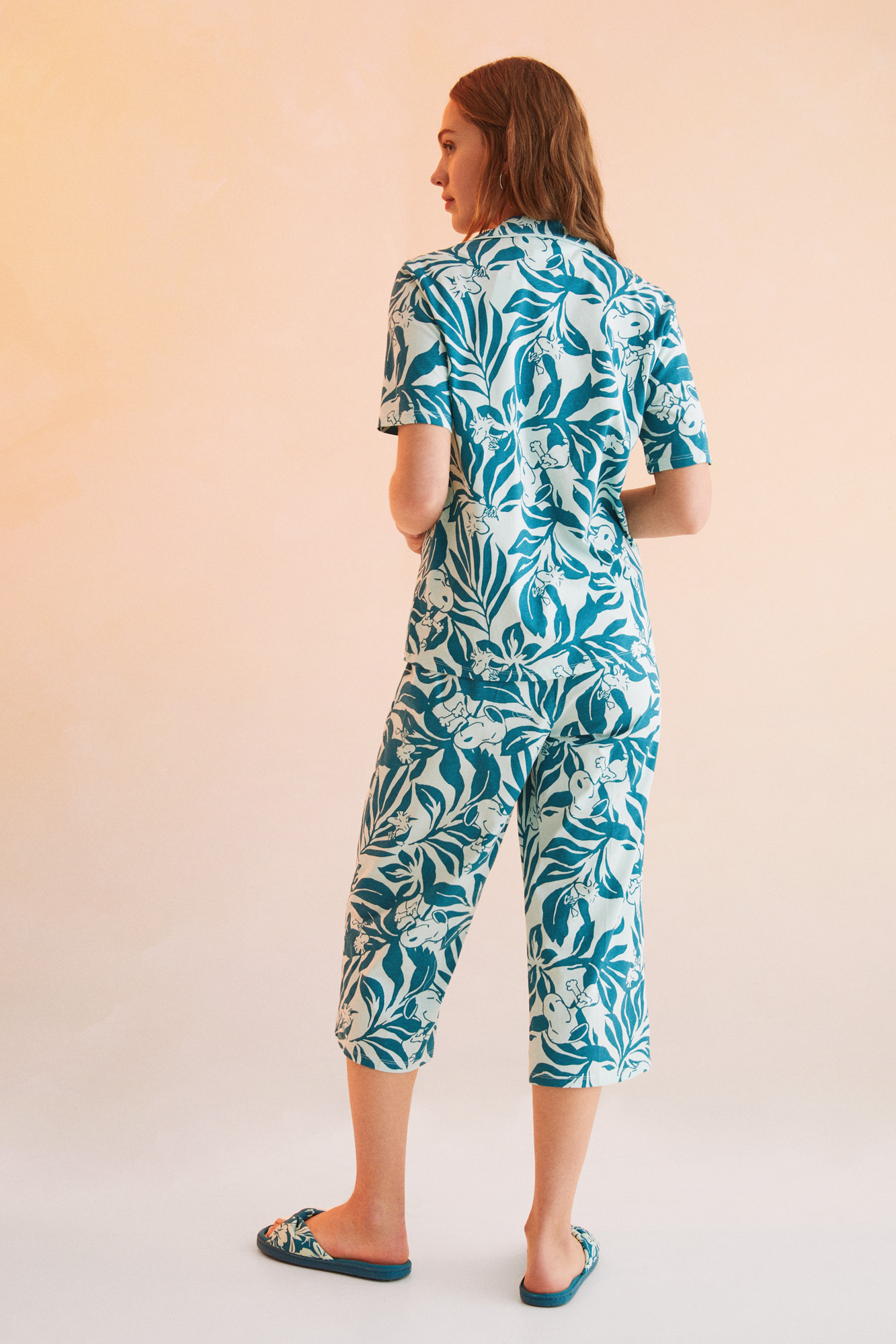 Pyjama Snoopy The Peanuts Femme – Haut Manches Courtes + Pantalon – 100% Coton – Taille M L XL – Confortable Et Doux