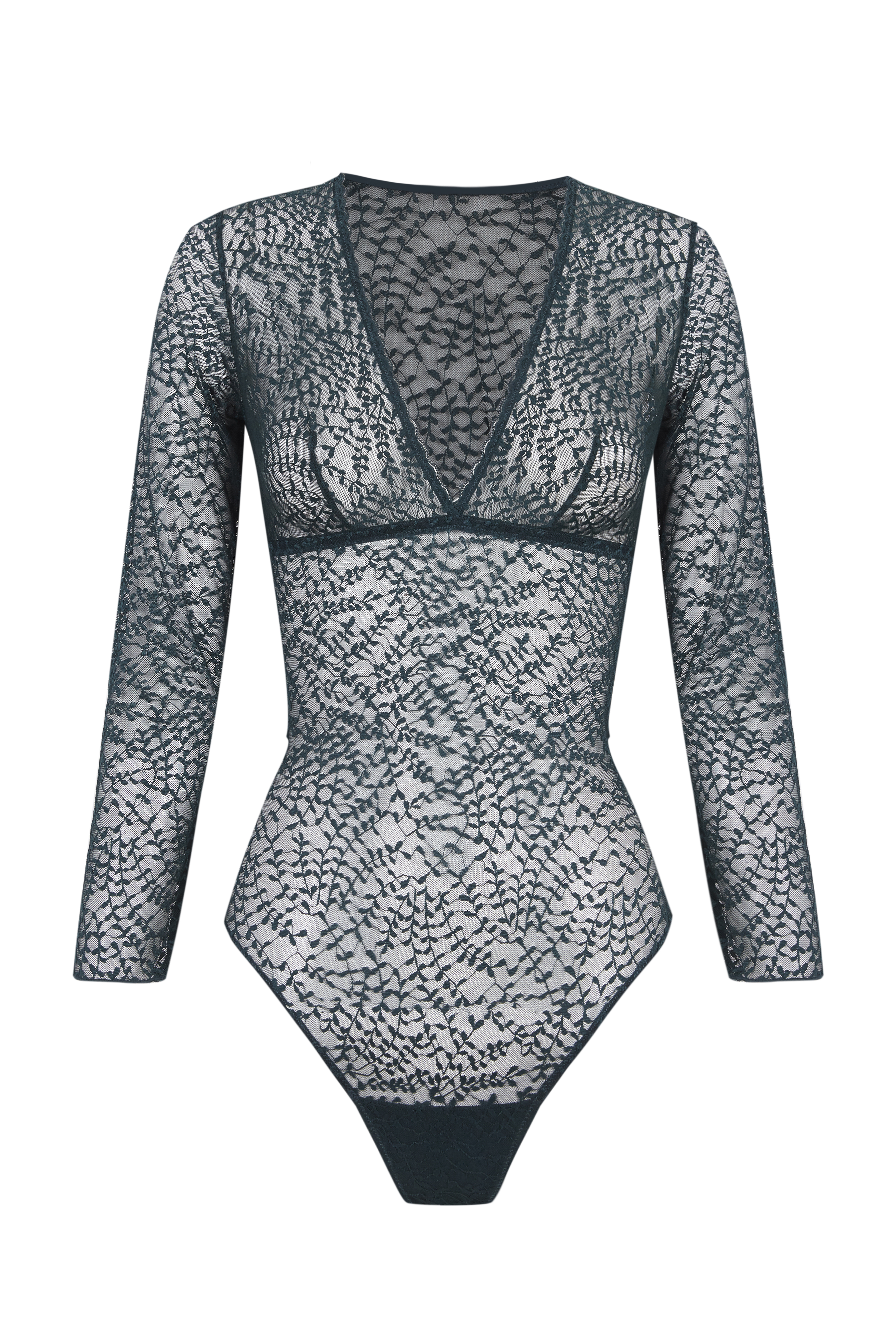 Body Femme En Dentelle Florale Sexy - Manches Longues, Décolleté V Profond - Pour Soirée Ou Rendez-vous